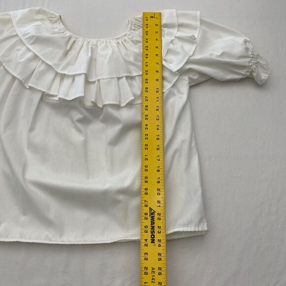 Rockmount Ranch Wear Ruffle Top Blouse Womens Medium White USA Western VTG - Picture 8 of 10